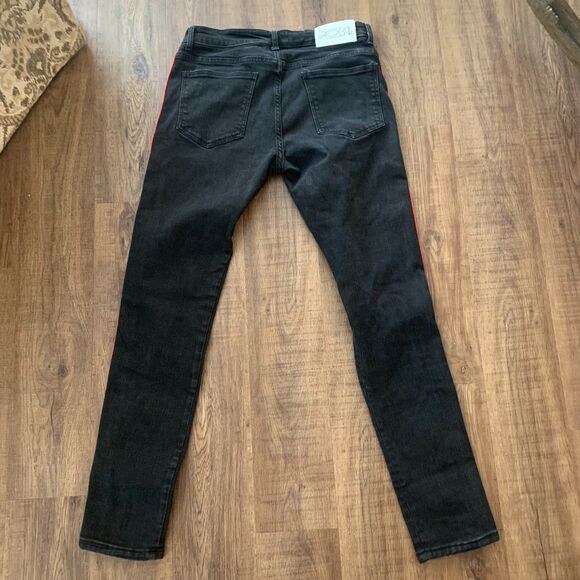 Sugarhill Malice Skinny Jeans Destroyed Black Red Hip Hop Grunge Dark 32x32 - Picture 2 of 16